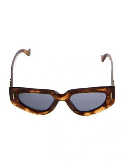 Pre-owned Loewe Signature Logo Narrow Sunglasses In Brown