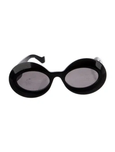 Pre-owned Loewe Signature Logo Round Sunglasses In Black