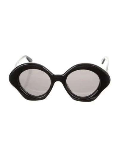 Pre-owned Loewe Signature Logo Round Sunglasses In Black