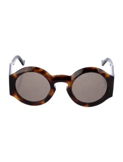Pre-owned Loewe Signature Logo Round Sunglasses In Brown