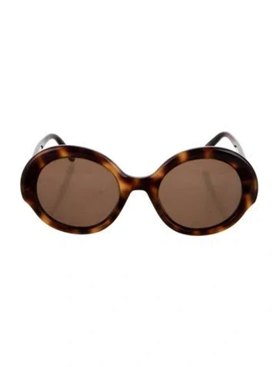 Pre-owned Loewe Signature Logo Round Sunglasses In Brown
