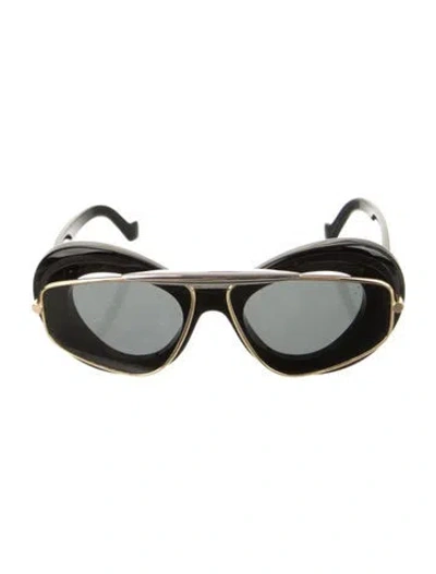 Pre-owned Loewe Signature Logo Shield Sunglasses In Black