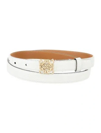 Pre-owned Loewe Signature Logo Skinny Waist Belt In White