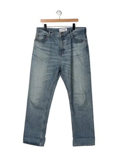Pre-owned Loewe Signature Logo Straight-leg Jeans In Blue