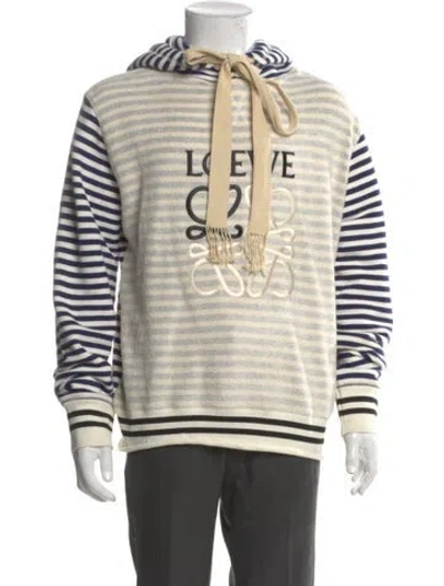 Pre-owned Loewe Signature Logo Striped Hoodie In Blue