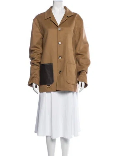 Pre-owned Loewe Signature Logo Wool Coat In Brown