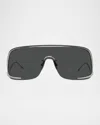 Loewe Signature D-frame Silver-tone Sunglasses In Gray