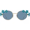 Loewe Signature Oval Sunglasses In Blue
