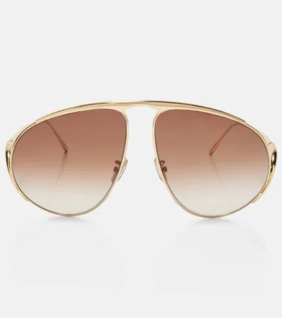 Loewe Signature Oversized Aviator Sunglasses In Gold