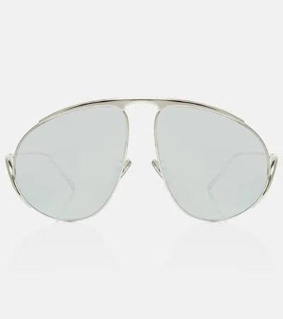 Loewe Signature Oversized Aviator Sunglasses In Silver