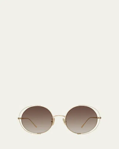 Loewe Signature Round Cutout Metal Sunglasses In Multi