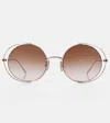 Loewe Signature Round Cutout Metal Sunglasses In Gold