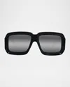 Loewe Signature Square Mirrored Sunglasses In Shiny Black Smoke Mirror