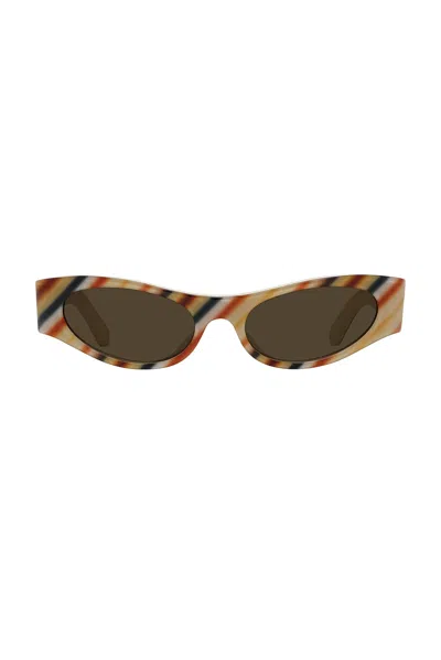 Loewe Signature Sunglasses In Shiny Yellow Multicolor & Brown