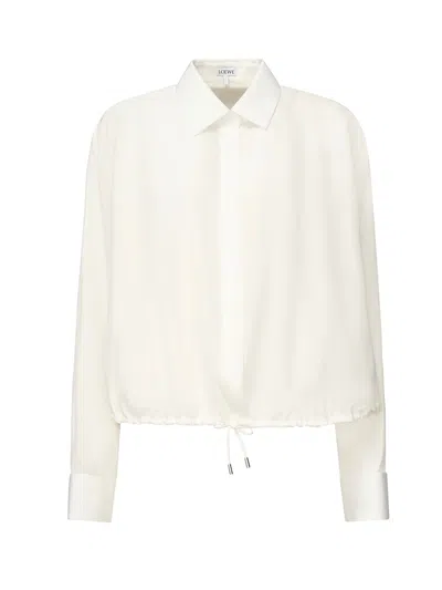 Loewe White Balloon-sleeve Silk Shirt In Neutral