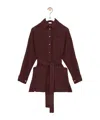 Loewe Womens Burgundy Pointed-collar Belted Silk Blouse In Brown