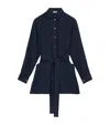 Loewe Silk Belted Longline Shirt In Blue