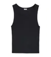 Loewe Anagram Embroidered Ribbed Silk-jersey Tank In Black
