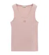 Loewe Womens Light Pink Anagram Ribbed Silk Fine-knit Tank Top Xs In Pink