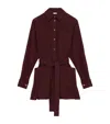 Loewe Womens Burgundy Pointed-collar Belted Silk Blouse In Burgundy