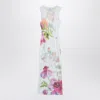 Loewe Ribbed Floral-print Silk And Cotton-blend Jersey Midi Dress In Multi