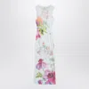 Loewe Silk-blend Dress With Floral Digital Print In White