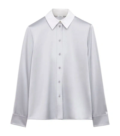 Loewe Silk-blend Long-sleeve Shirt In Grey