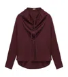 Loewe Silk-blend Satin Blouse In Burgundy