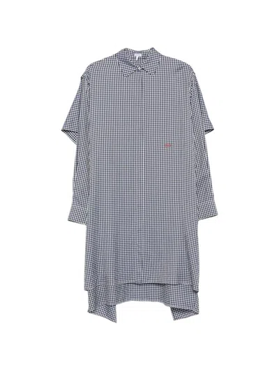 Loewe Silk Caped Dress In Blue