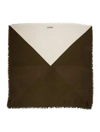 Pre-owned Loewe Silk Colorblock Pattern Scarf In Green