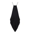Loewe Womens Black Draped Anagram-hardware Silk Midi Dress In Black