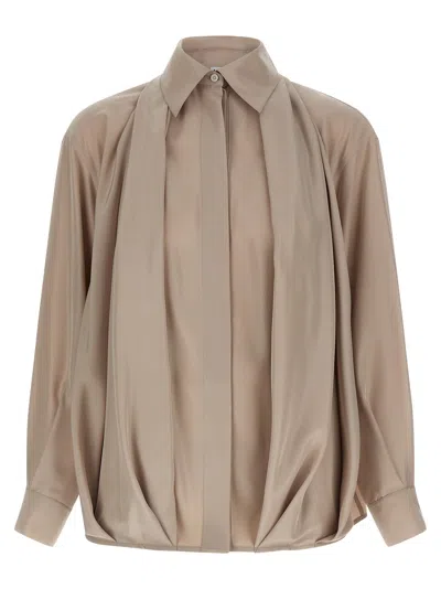 Loewe Silk Draped Shirt In Neutral