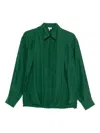 Loewe Charmeuse Balloon Button-down Shirt In Green