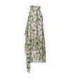 Loewe Floral Print Hoop Skirt Maxi Chiffon Silk Dress In Black