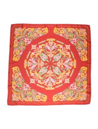 Pre-owned Loewe Silk Floral Print Scarf In Orange