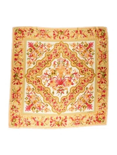 Pre-owned Loewe Silk Floral Print Scarf In Yellow