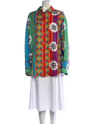 Pre-owned Loewe Silk Graphic Print Button-up Top In Multicolor
