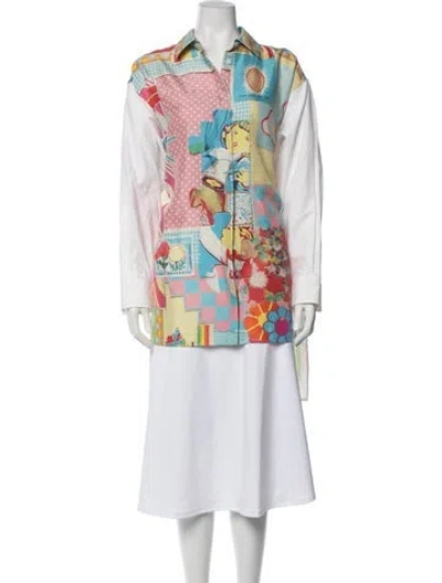 Pre-owned Loewe Silk Graphic Print Button-up Top In Pink