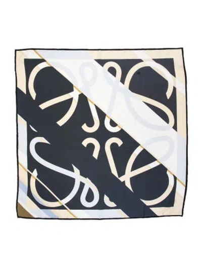 Pre-owned Loewe Silk Graphic Print Scarf In Blue