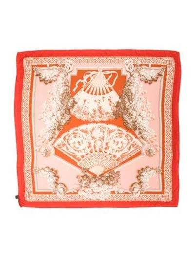 Pre-owned Loewe Silk Graphic Print Scarf In Red