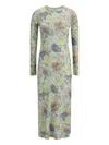 Loewe Women Morning Glory Print Cotton And Silk Multicolor Dress