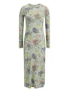Loewe Women Morning Glory Print Cotton And Silk Multicolor Dress