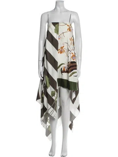 Pre-owned Loewe Silk Long Dress In Green