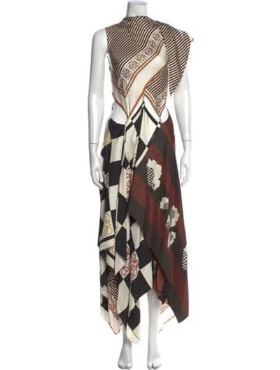 Pre-owned Loewe Silk Long Dress In Multi