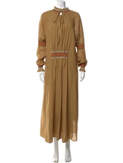 Pre-owned Loewe Silk Long Dress In Neutrals