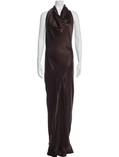 Pre-owned Loewe Silk Long Dress W/ Tags In Brown