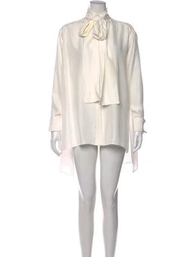 Pre-owned Loewe Silk Long Dress In White