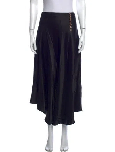 Pre-owned Loewe Silk Long Skirt In Black/gold