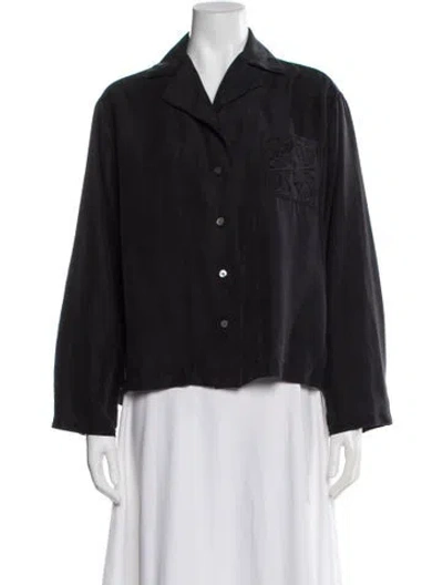 Pre-owned Loewe Silk Long Sleeve Blouse In Black