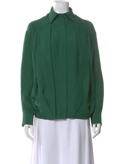 Pre-owned Loewe Silk Long Sleeve Blouse In Green